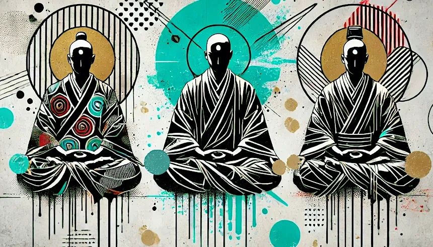 Pratiquant de zazen en Bourgogne assis sur un coussin de méditation dans le dojo zen.